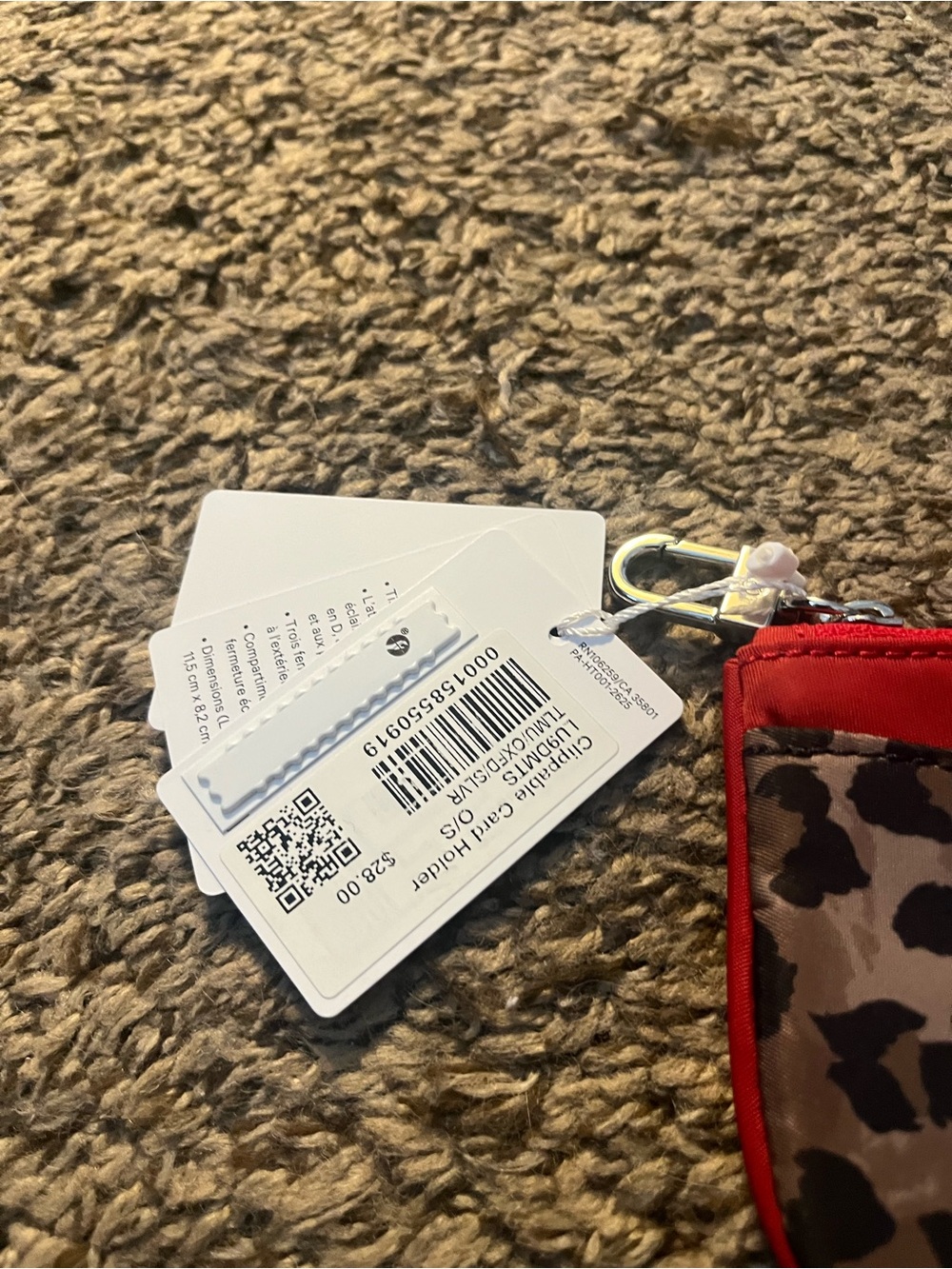 Lululemon Leopard Print Card Holder with Red Trim - Picture 4 of 5